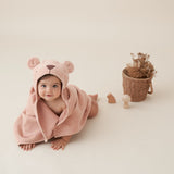 Rust Bear Hooded Baby Bath Wrap
