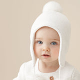 Sofia & Finn White Pom Pom Baby Hat