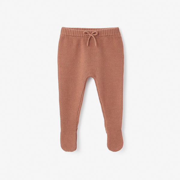 Rust Garter Knit Footed Baby Pant