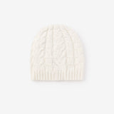 Whisper White Horseshoe Cable Knit Baby Hat