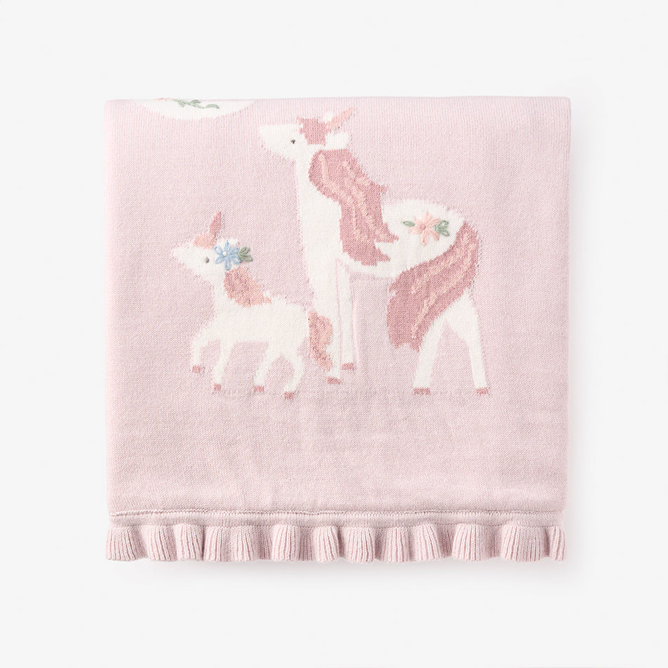 Violet Unicorn Knit Fur Back Blanket