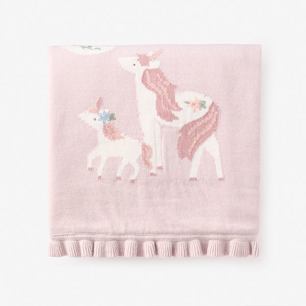 Violet Unicorn Knit Fur Back Blanket