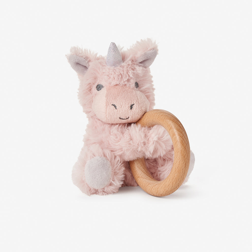 Plush Unicorn Wooden Ring Rattle