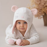 Whisper White Mouse Aviator Knit Baby Hat