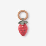 Scarlett the Strawberry Hand-Crocheted Wood Ring Rattle