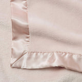 Pale Pink Satin Trim Flannel Fleece Baby Stroller Blanket