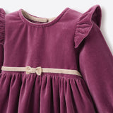 Dark Violet Velvet Ruffle Sleeve Dress