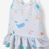 Pale Blue Ocean Adventure Baby Ruffle Swimsuit