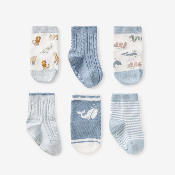 World Explorer Non-Slip Baby Socks 6 Pk