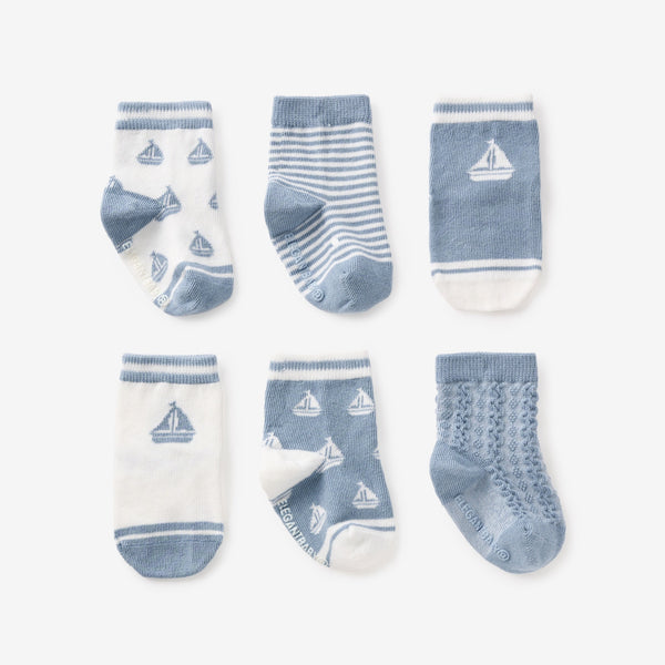 Nautical Non-Slip Socks 6 Pk