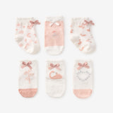 Swan Non Slip Baby Socks 6 PK