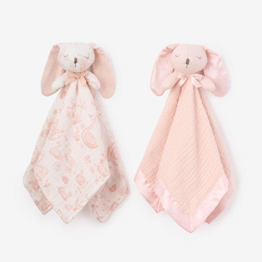 Pink "Sleepy Pals" Organic Security Blanket Set