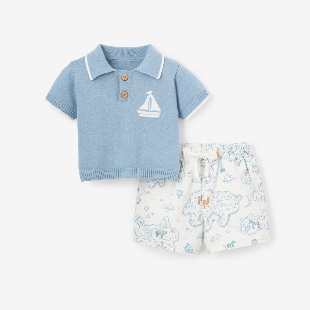 Nautical Knit Polo + Explorer Print Shorts