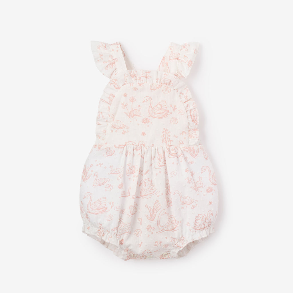 Swan Toile Flutter Sleeve Romper