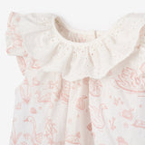 Swan Toile Dress W/ Eyelet Lace Collar