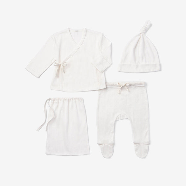 White Organic Cotton Pointelle Layette Gift Set