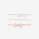 Flower Lace Headband & Eyelet Lace Bows 3Pk