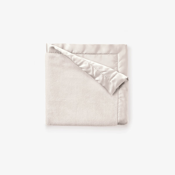 Taupe Satin Trim Flannel Fleece Baby Security Blanket