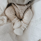 White Garter Knit Baby Booties