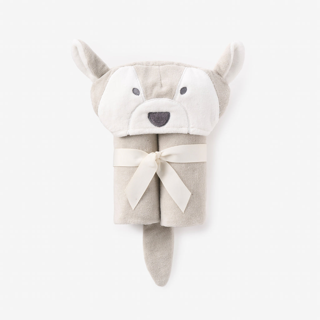 Gray Wolf Hooded Baby Bath Wrap