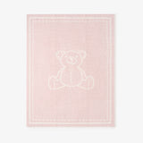 Pale Pink Teddy Bear Feather Knit Baby Blanket
