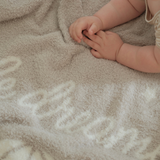 Taupe Hot Air Balloon Feather Knit Baby Blanket