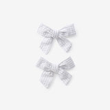 Blue Seersucker Bow Clip Set