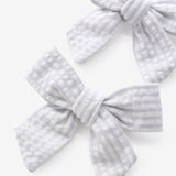 Blue Seersucker Bow Clip Set