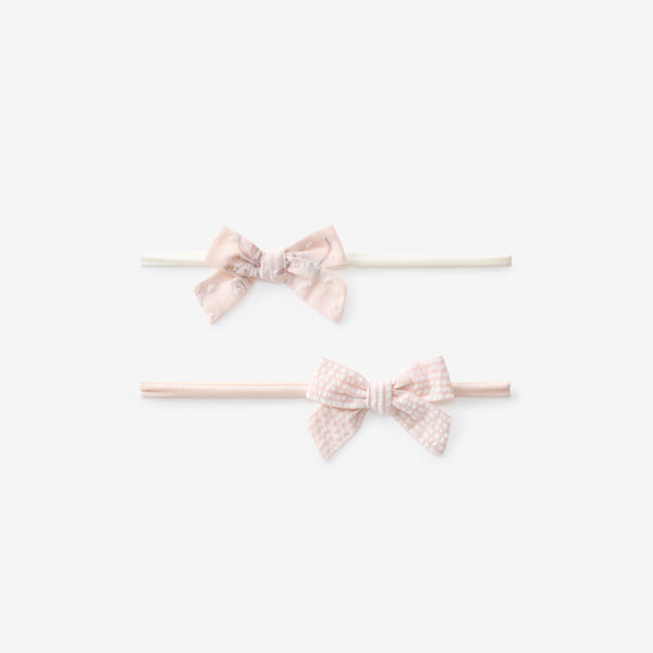 Fleur de Provence Swiss Dot & Pink Seersucker Bow Headbands 2Pk