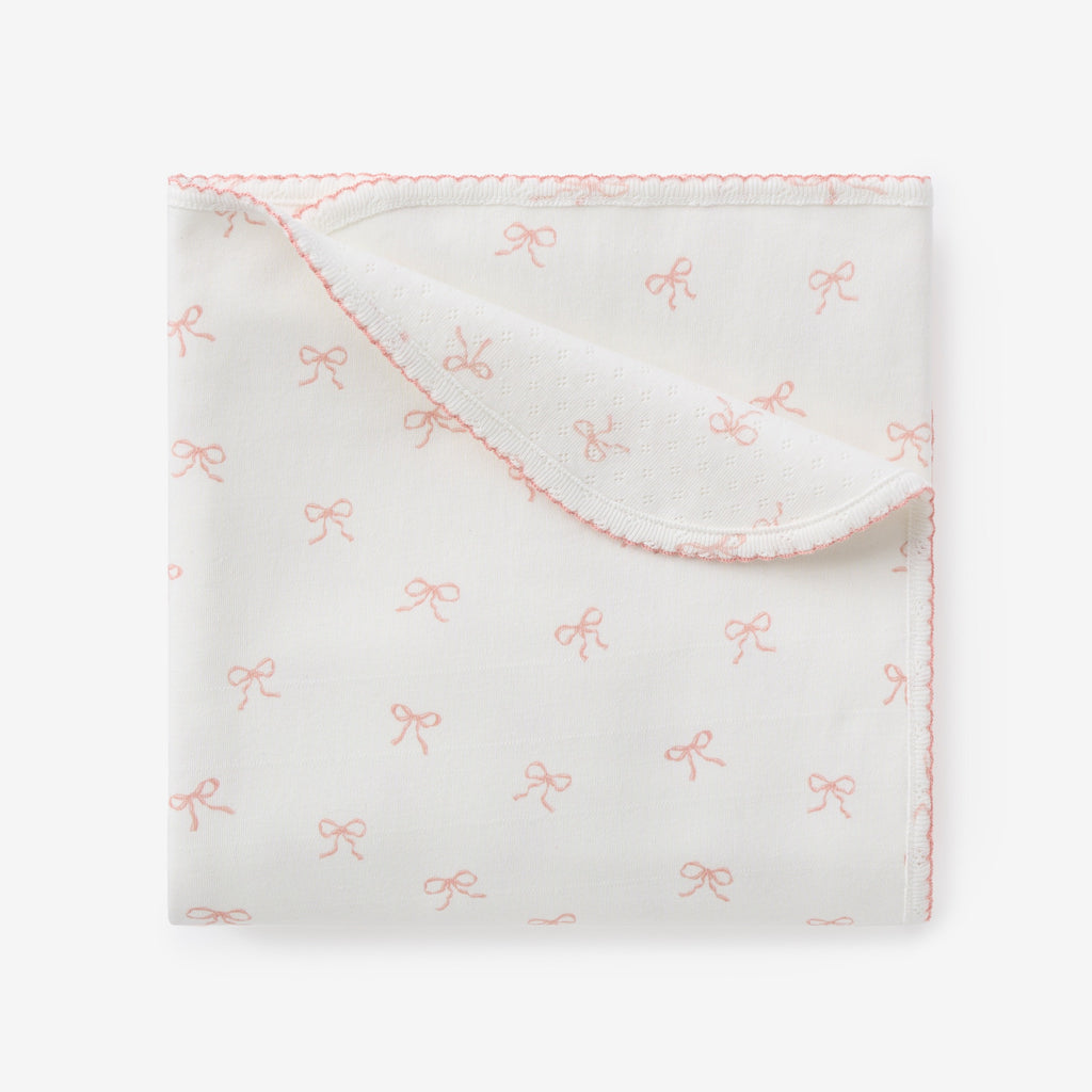 Bow Print Organic Double Layer Swaddle Blanket