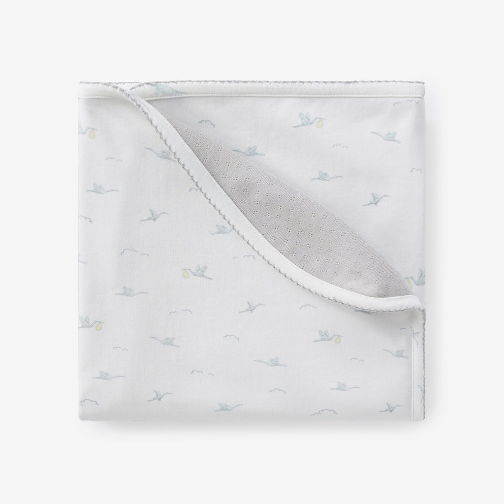 Stork Print Organic Double Layer Swaddle Blanket