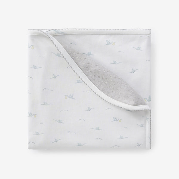 Stork Print Organic Double Layer Swaddle Blanket