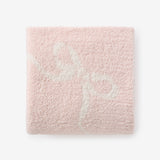 Pink Bows Feather Knit Baby Blanket