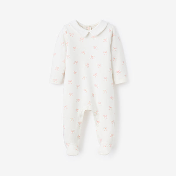 Pink Bow Interlock Peter Pan Collar Jumpsuit