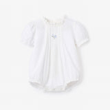 Swiss Dot Pintucked Bubble w/ Rose Embroidery