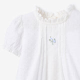 Swiss Dot Pintucked Bubble w/ Rose Embroidery