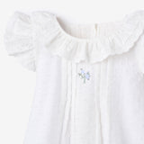 Swiss Dot Pintucked Dress w/ Rose Embroidery