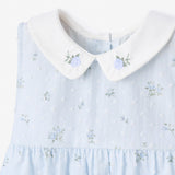 Blue English Rose Embroidered Collar Bubble