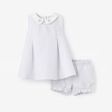 Blue Seersucker Embroidered Bunny Dress