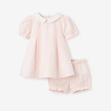 Pink Seersucker Collared Dress