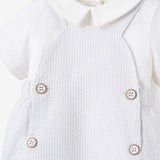 Blue Seersucker Overall Bubble + Collared Shirt