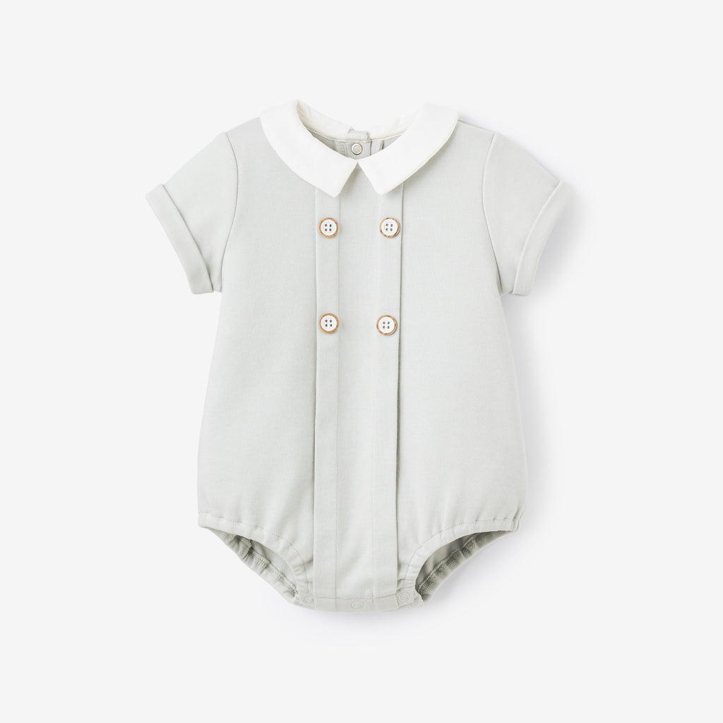 Gray Double Knit Button Front Bubble