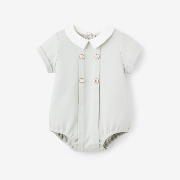 Gray Double Knit Button Front Bubble