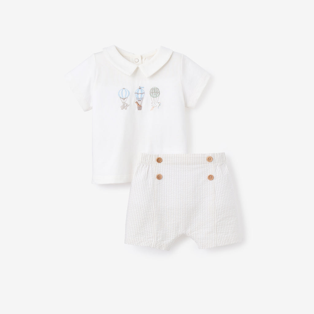 Dreamscape Embroidered Shirt & Seersucker Short Set