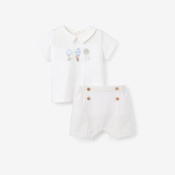 Dreamscape Embroidered Shirt & Seersucker Short Set