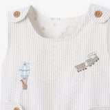 Up & Away Embroidered Gray Seersucker Jon Jon