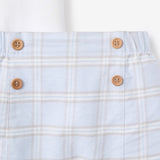 Blue Gray Plaid Trimmed Collar Shirt & Short Set