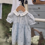 Blue English Rose Pintucked Dress