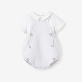 Blue Seersucker Overall Bubble + Collared Shirt