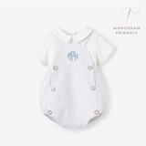 Blue Seersucker Overall Bubble + Collared Shirt